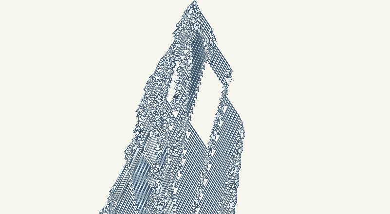 XOR difference field for rule 110, time downward.