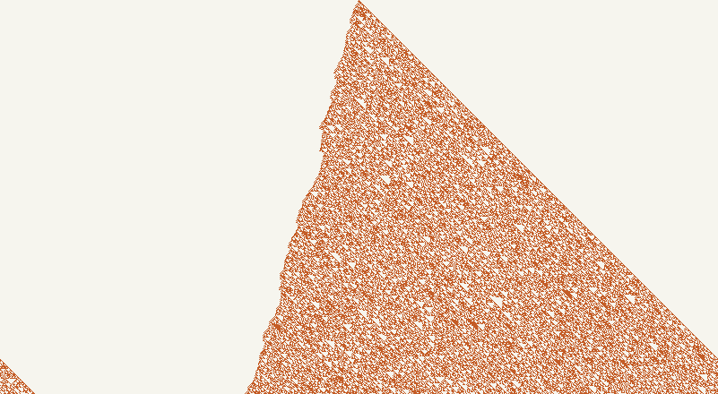 XOR difference field for rule 30, time downward.