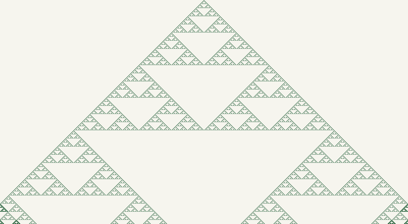 XOR difference field for rule 90, time downward.